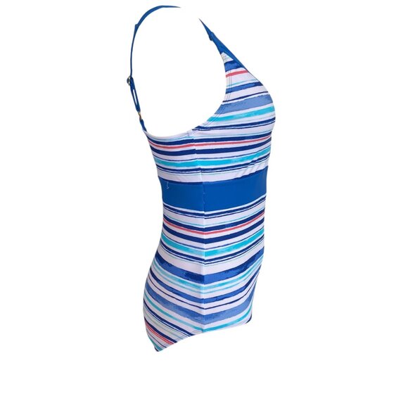 Cabana Life women's size small multi color striped v-neck one piece swimsuit - Picture 4 of 10